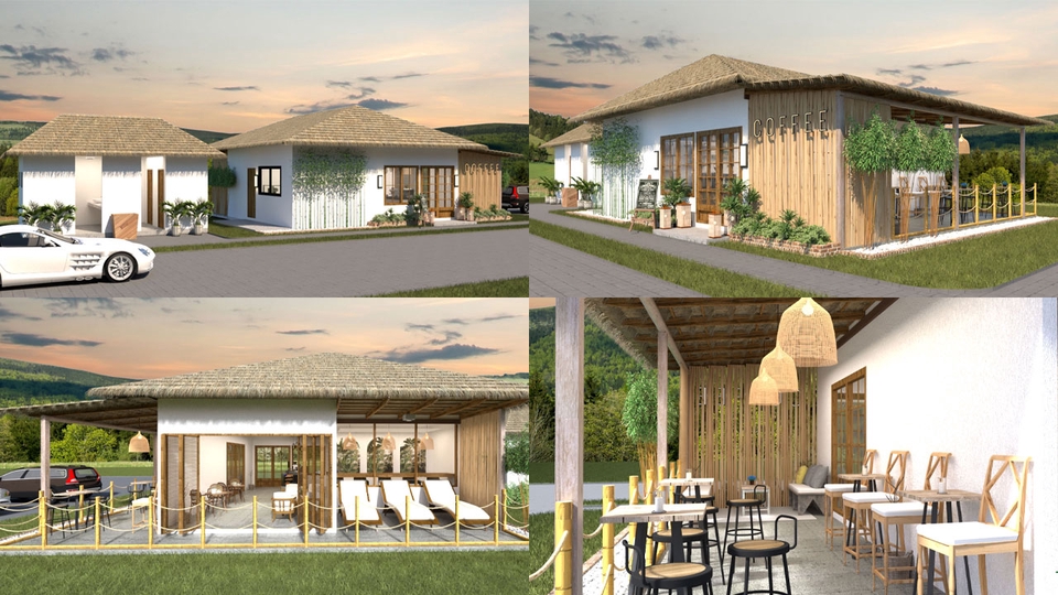 รับออกแบบร้านกาแฟสวยสไตล์โมเดิร์น ตกแต่งภายในบ้านพักอาศัย