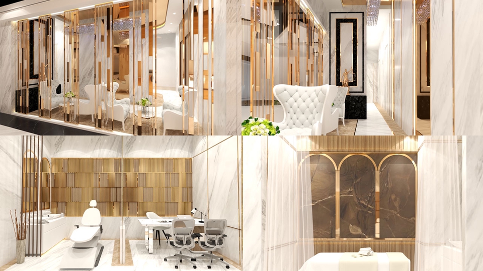 รับออกแบบตกแต่งภายในร้านเสริมสวยหรูหรา