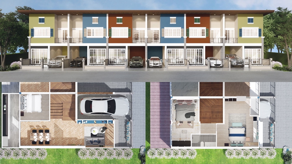 รับออกแบบบ้านแฝดสองชั้นพร้อมแบบแปลนภายใน