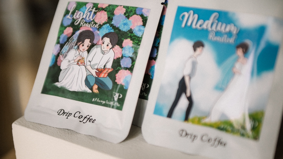 ทำของชำร่วย - รับออกแบบภาพประกอบ และจัดหาซองกาแฟดริป สำหรับเป็นของขวัญ หรือของชำร่วยในโอกาสพิเศษ - 3