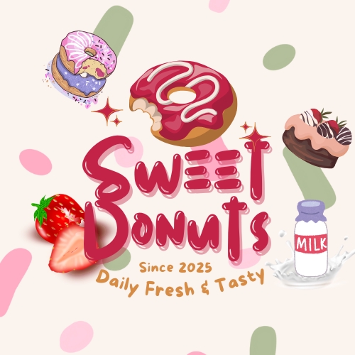 รับออกแบบโลโก้ร้านโดนัท Sweet Donuts โลโก้สวยน่ารัก สไตล์มินิมอล