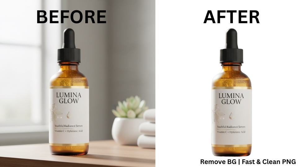 ผลงานลบพื้นหลังรูปสินค้า (Before–After) แสดงให้เห็นความแตกต่างระหว่างภาพต้นฉบับกับภาพหลังตัดพื้นหลัง
