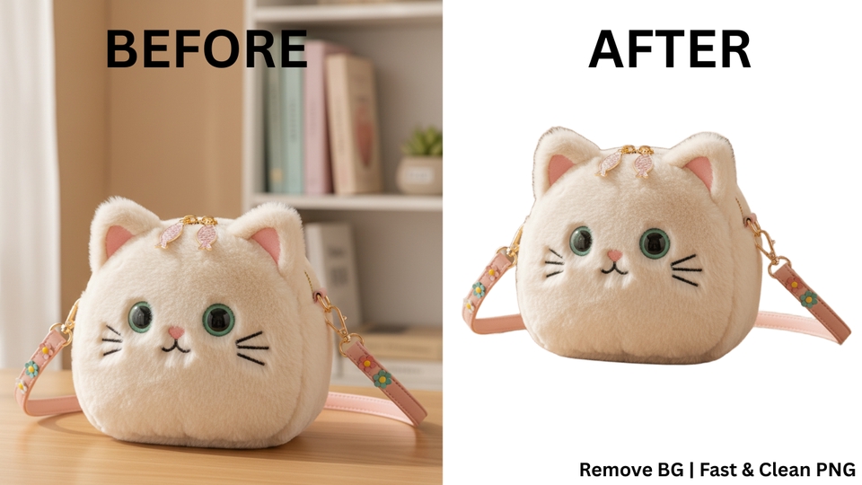 บริการลบพื้นหลังรูปภาพ รูปสินค้า (Before–After)มีทั้งไฟล์ PNG และ JPG ส่งงานไว คุณภาพระดับสตูดิโอ