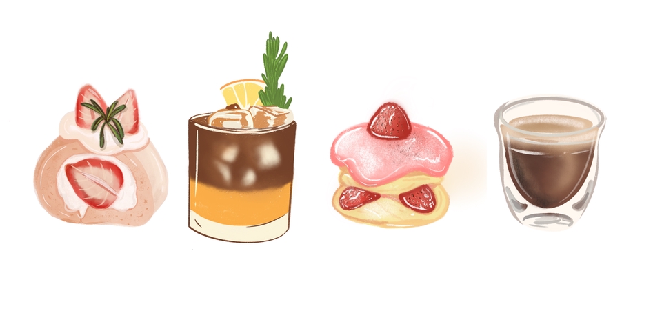 รับวาดภาพประกอบอาหารหวาน เครื่องดื่ม สไตล์น่ารัก