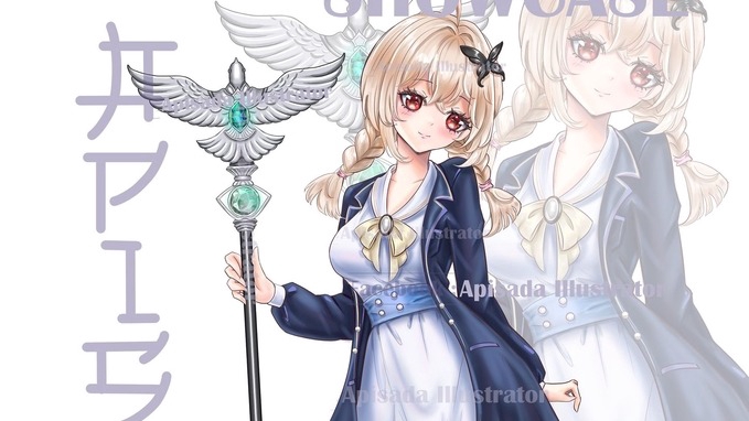 วาดภาพประกอบดิจิทัลสาวน้อยถือไม้กายสิทธิ์