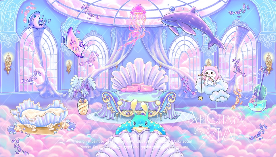 รับวาดภาพประกอบนิทาน ภาพวาดดิจิตอล ธีมใต้ทะเล น่ารัก สไตล์หวาน