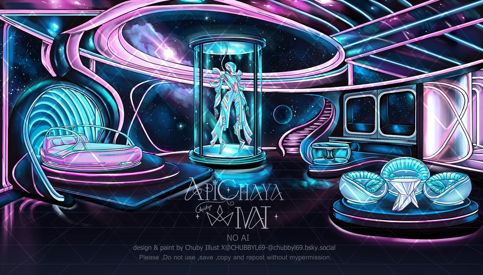 รับวาดภาพประกอบดิจิตอล เพ้นท์ภาพไซไฟ ห้องอนาคต