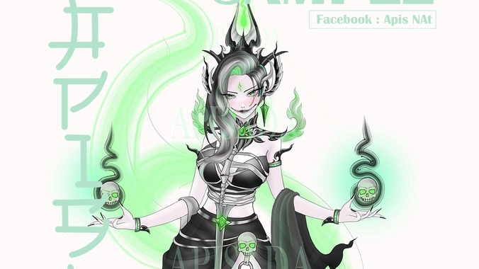 วาดภาพประกอบดิจิตอลเพ้นท์หญิงสาวในชุดแฟนซี