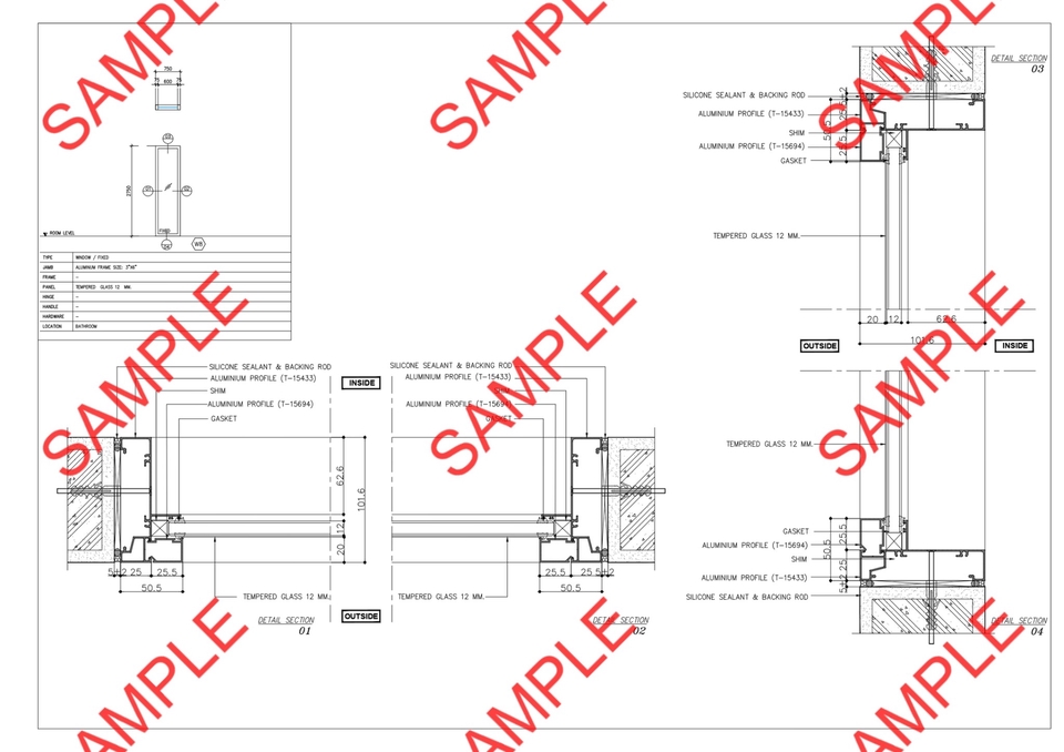 เขียนแบบวิศวกรรมและออกแบบโครงสร้าง - Detail Door-Window (Aluminum) - 20