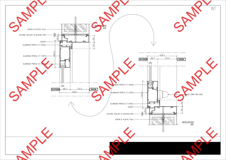 เขียนแบบวิศวกรรมและออกแบบโครงสร้าง - Detail Door-Window (Aluminum) - 22