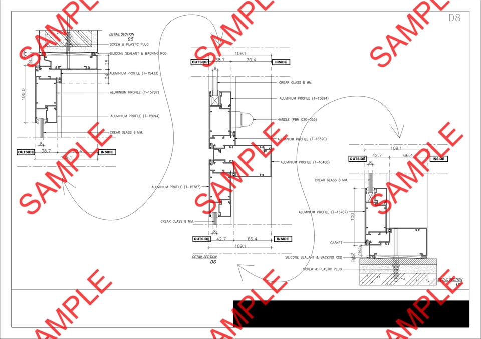 เขียนแบบวิศวกรรมและออกแบบโครงสร้าง - Detail Door-Window (Aluminum) - 15