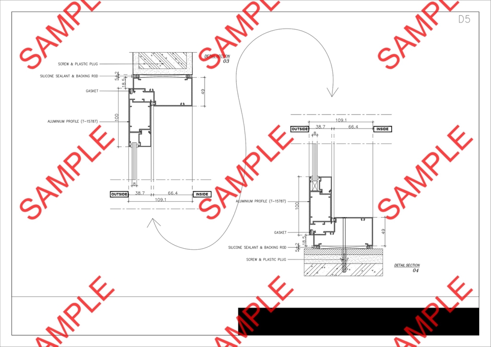 เขียนแบบวิศวกรรมและออกแบบโครงสร้าง - Detail Door-Window (Aluminum) - 19