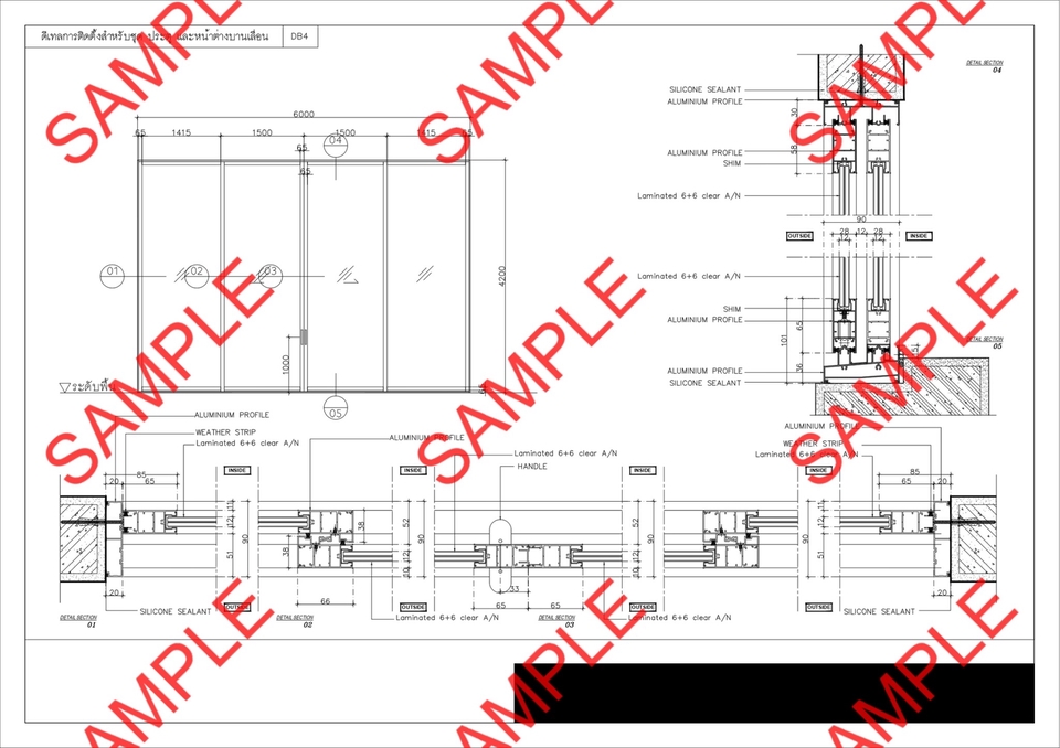 เขียนแบบวิศวกรรมและออกแบบโครงสร้าง - Detail Door-Window (Aluminum) - 11