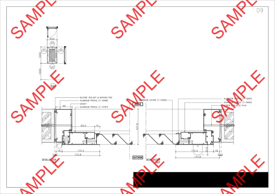 เขียนแบบวิศวกรรมและออกแบบโครงสร้าง - Detail Door-Window (Aluminum) - 16