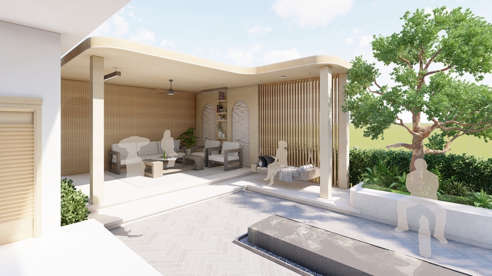 ออกแบบภูมิทัศน์สวนสวยสไตล์โมเดิร์น จัดสวนบ้านพักอาศัย รับจัดสวน