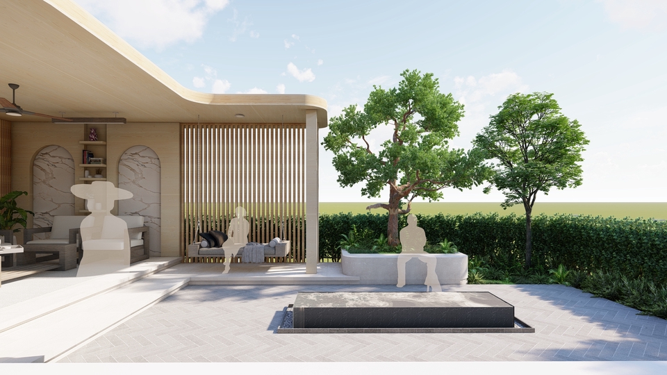 รับออกแบบภูมิทัศน์สวนสวยสไตล์โมเดิร์น จัดสวนบ้าน งบประหยัด