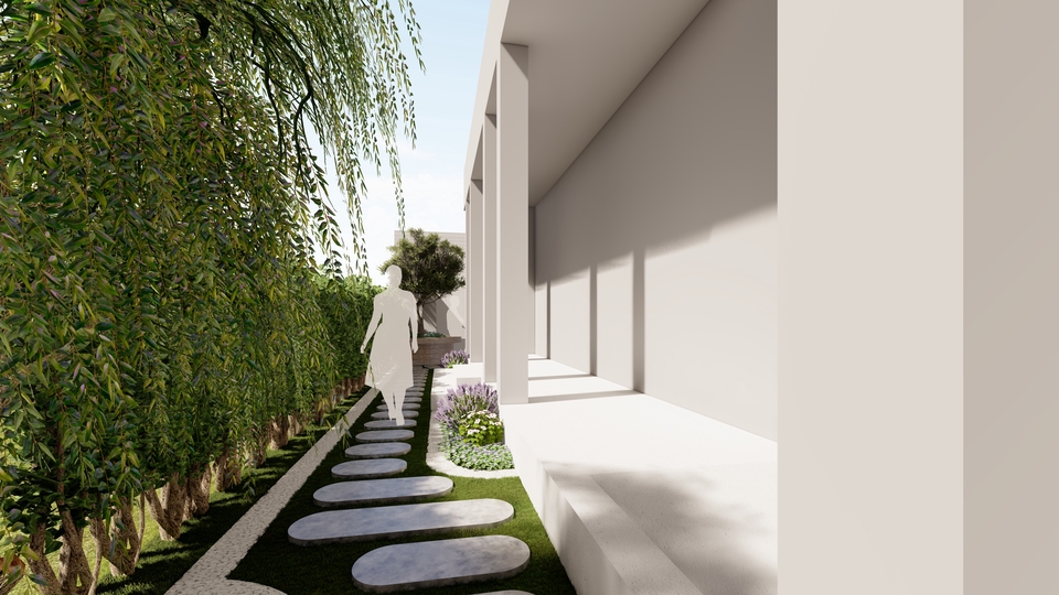 รับออกแบบภูมิทัศน์สไตล์โมเดิร์น จัดสวนสวยงบน้อย สวนสวยข้างบ้าน