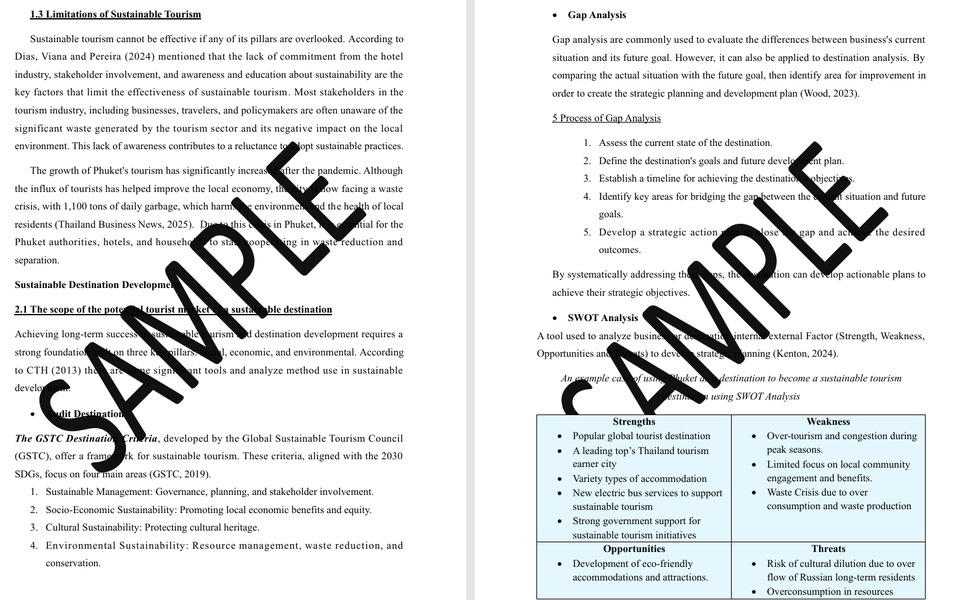 ตัวอย่างงานหัวข้อ Tourism Management + SWOT