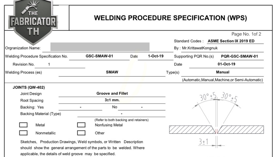 รับทำ WPS/PQR ตามมาตรฐานที่ลูกค้าต้องการ