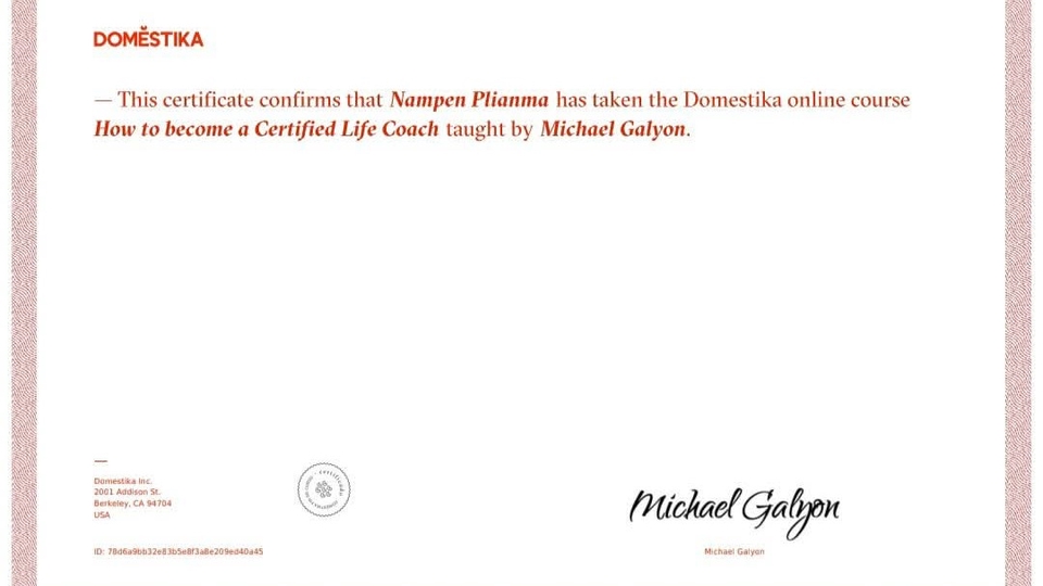 Certificate How to become a life coach 