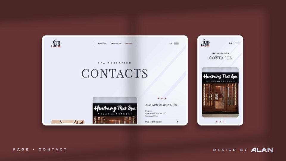 หน้า Contact ของเว็บสปา 2 ภาษา