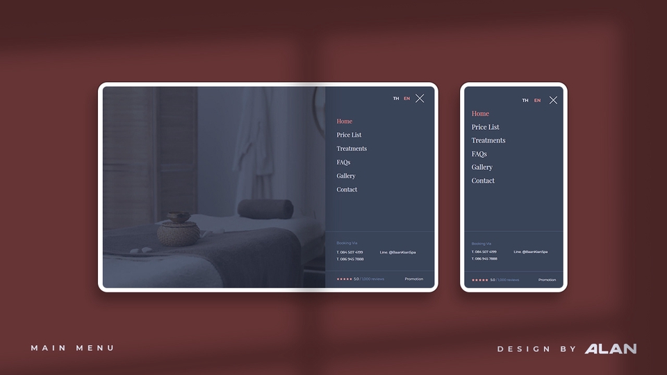 เมนูหลักของเว็บสปา 2 ภาษา