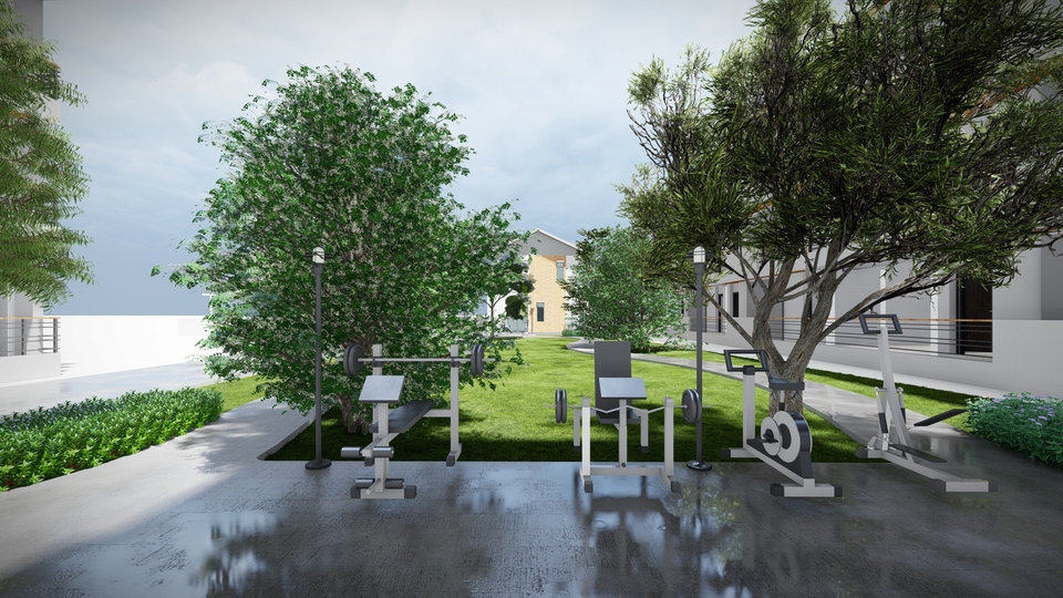 รับออกแบบภูมิทัศน์สวยงามพร้อมเครื่องออกกำลังกายกลางแจ้ง