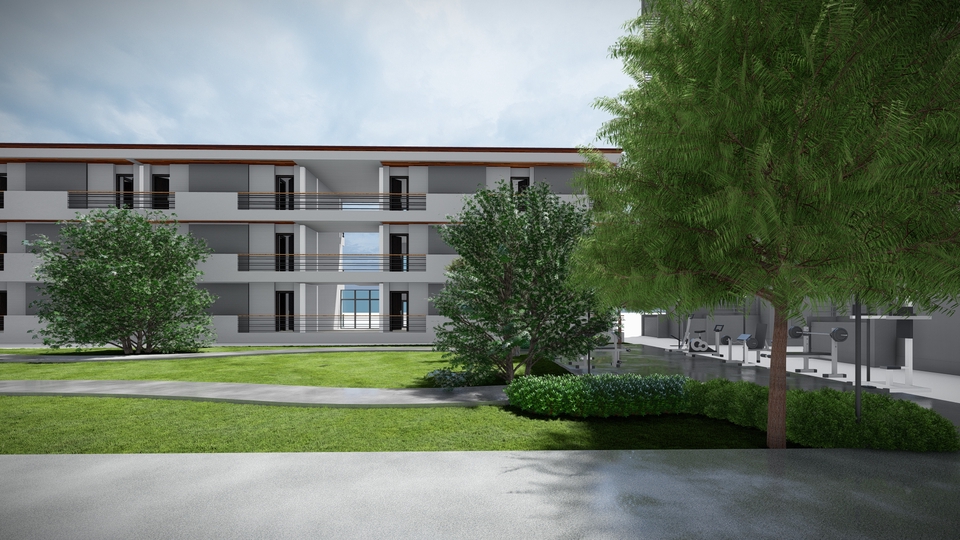 รับออกแบบภูมิทัศน์สวยงาม จัดสวนรอบอาคารทันสมัย