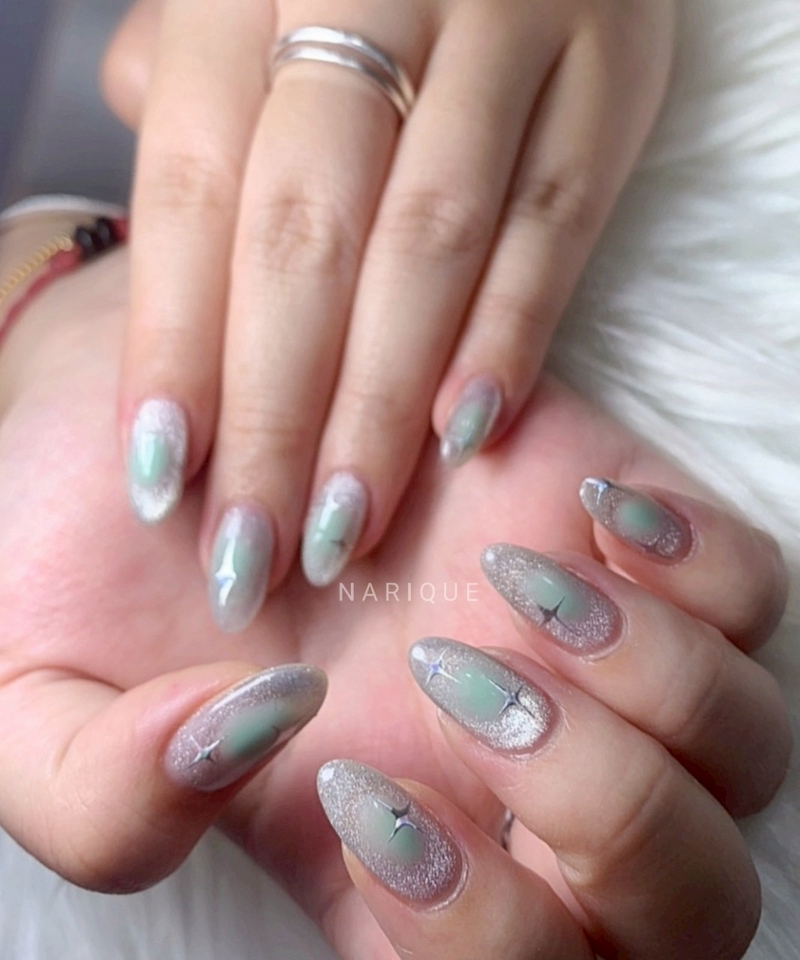 บริการทำเล็บที่บ้าน เจลสีพาสเทลลายดาว