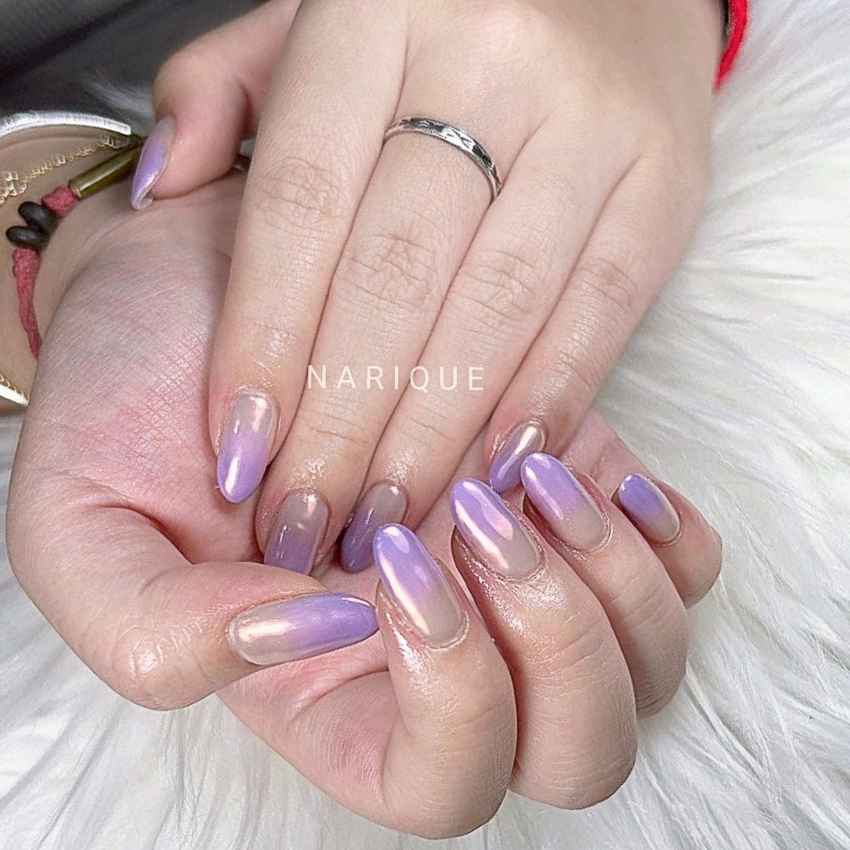 บริการทำเล็บที่บ้าน สีม่วงอ่อน ทาเล็บเจลสวยๆ