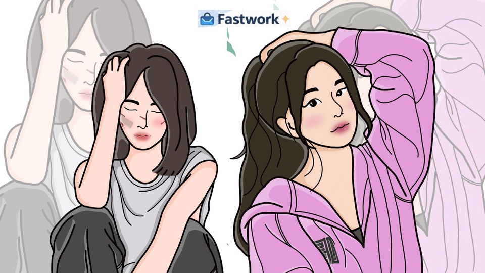 รับวาดภาพดิจิตอลเพ้นท์ สไตล์การ์ตูนสำหรับสื่อสิ่งพิมพ์ โฆษณา หรือการ์ดอวยพร น่ารัก ภาพการ์ตูน
