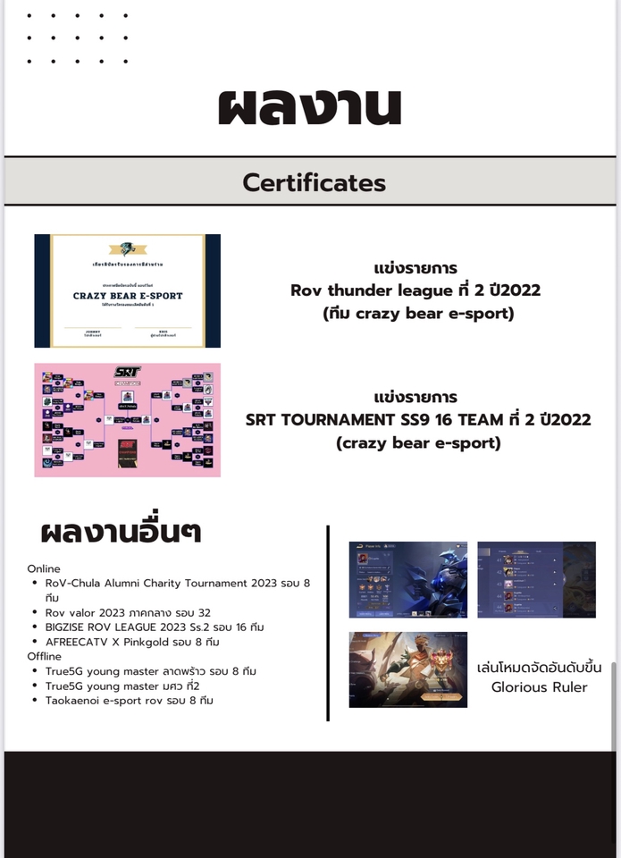 รับปั้มแรงค์ROV รับจ้างเล่นROV crazy bear e-sport
