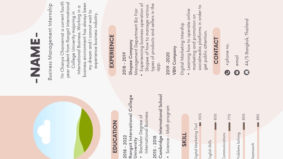 รับทำเรซูเม่ภาษาอังกฤษ ออกแบบพอร์ตโฟลิโอสวยงาม