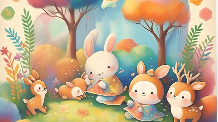 กระต่ายเเสนซนในป่าเเห่งความสุข