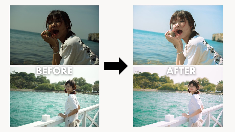รับแต่งรูปภาพ ปรับแสงรูปภาพ รีทัชภาพถ่าย ทะเลสวย แก้ไขภาพถ่ายบุคคล ทะเล ฟ้าสดใสแก้ไขสีสัน