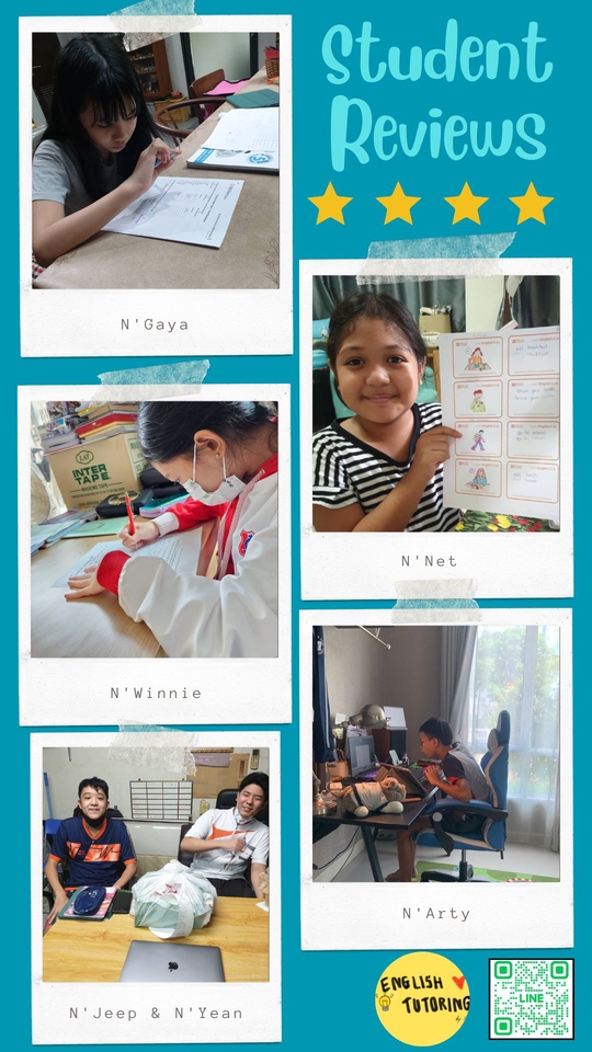 ครูสอนพิเศษภาษาอังกฤษออนไลน์ รีวิวดีเยี่ยม