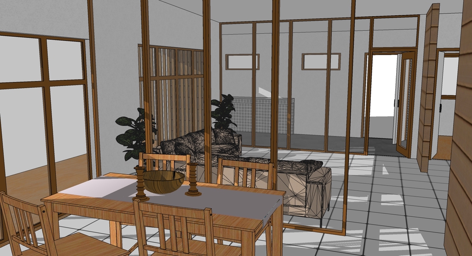 ออกแบบตกแต่งภายในและภายนอก - ออกแบบบ้านเดี่ยว 1 ชั้น 3ห้องนอน - 7