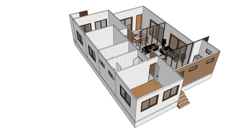 ออกแบบตกแต่งภายในและภายนอก - ออกแบบบ้านเดี่ยว 1 ชั้น 3ห้องนอน - 9