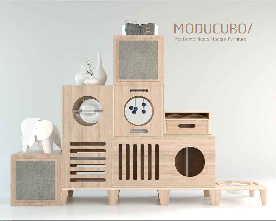 ออกแบบตกแต่งภายในบ้านสไตล์โมเดิร์น เฟอร์นิเจอร์ไม้สำหรับแมว รับออกแบบบ้าน