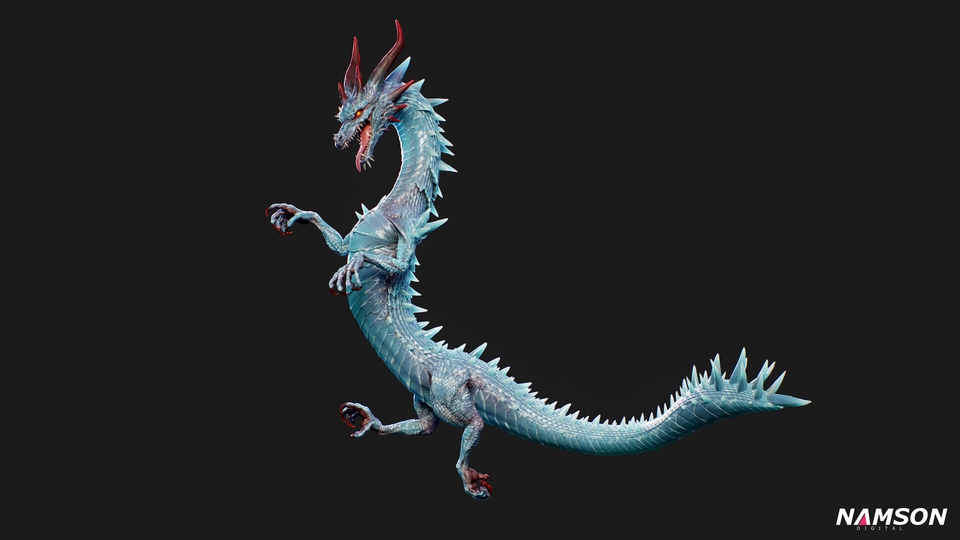 รับทำโมเดล3D มังกรน้ำแข็ง 3D model packshot