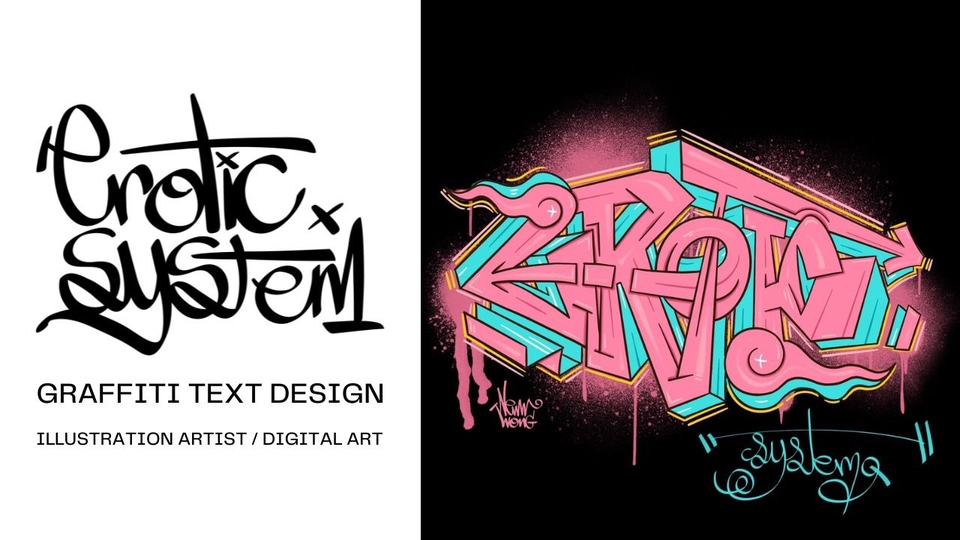 Graffiti Typography และ Bubble Design สำหรับเสื้อผ้าและงาน Streetwear