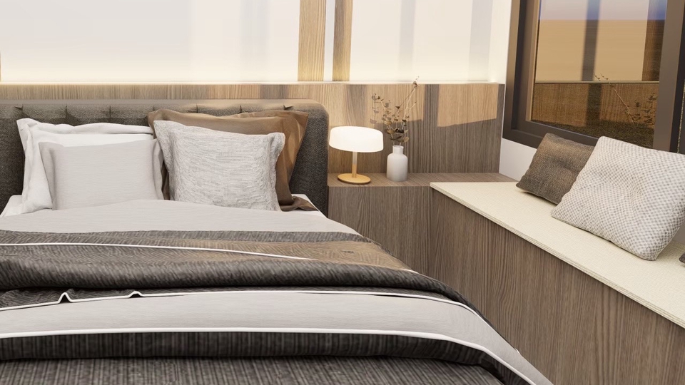 รับทำโมเดล3Dห้องนอนสวยหรู ตกแต่งภายใน