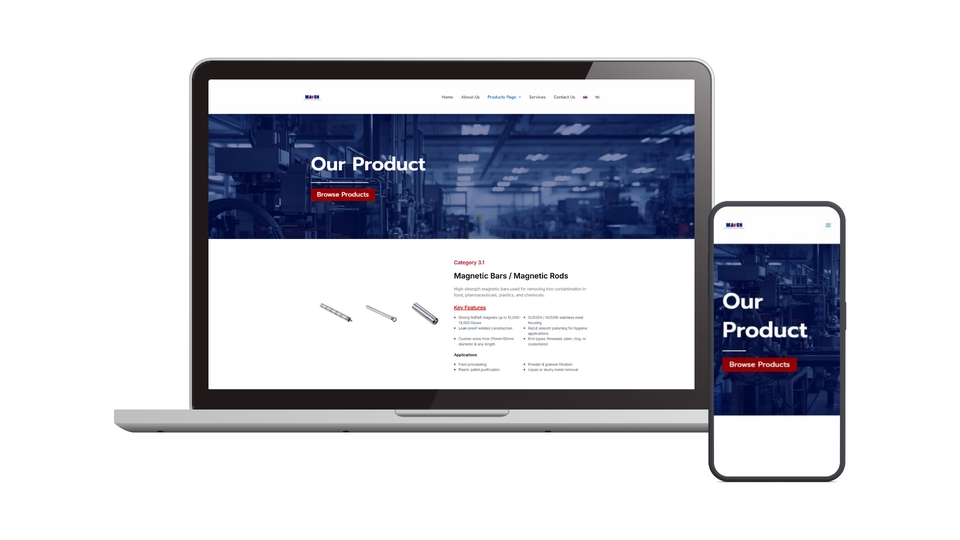 เว็บไซต์องค์กร WordPress แสดงผลบนคอมพิวเตอร์และมือถือ