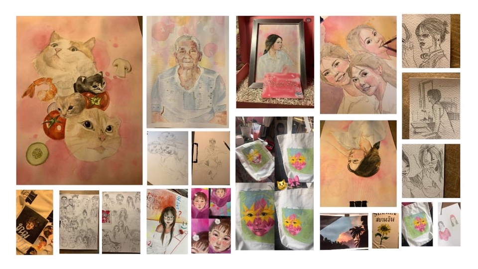 รับวาดภาพเหมือน ภาพวาดบุคคล ภาพประกอบ ภาพสีน้ำ ศิลปะ การวาดภาพ