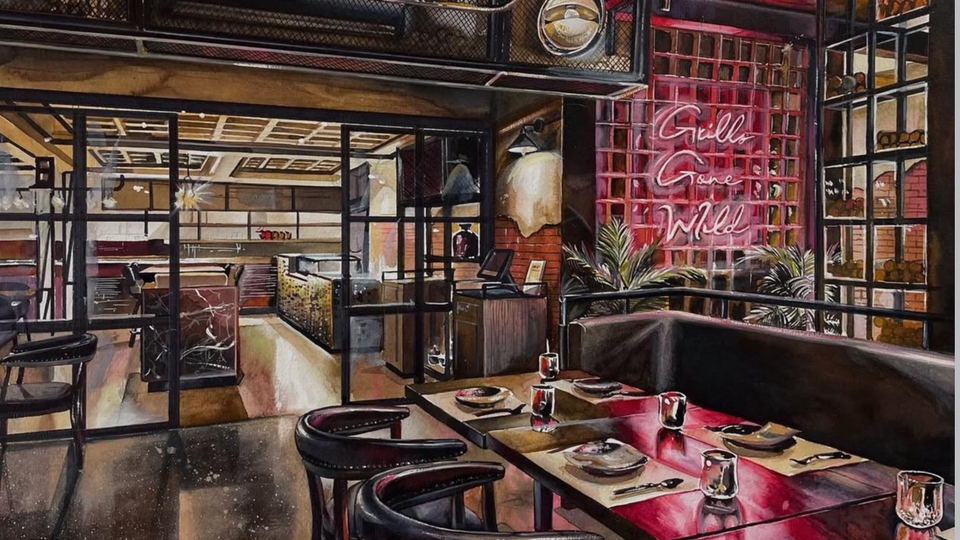 รับวาดภาพประกอบร้านอาหารสไตล์ดิจิตอลเพ้นท์