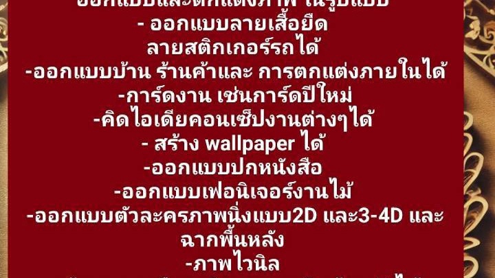 เปิดรับออกแบบโลโก้ สร้างภาพเสมือนจริงและสมจริงด้วยAi ดีเทลงานต่างๆ ออกแบบและตกแต่งภาพ