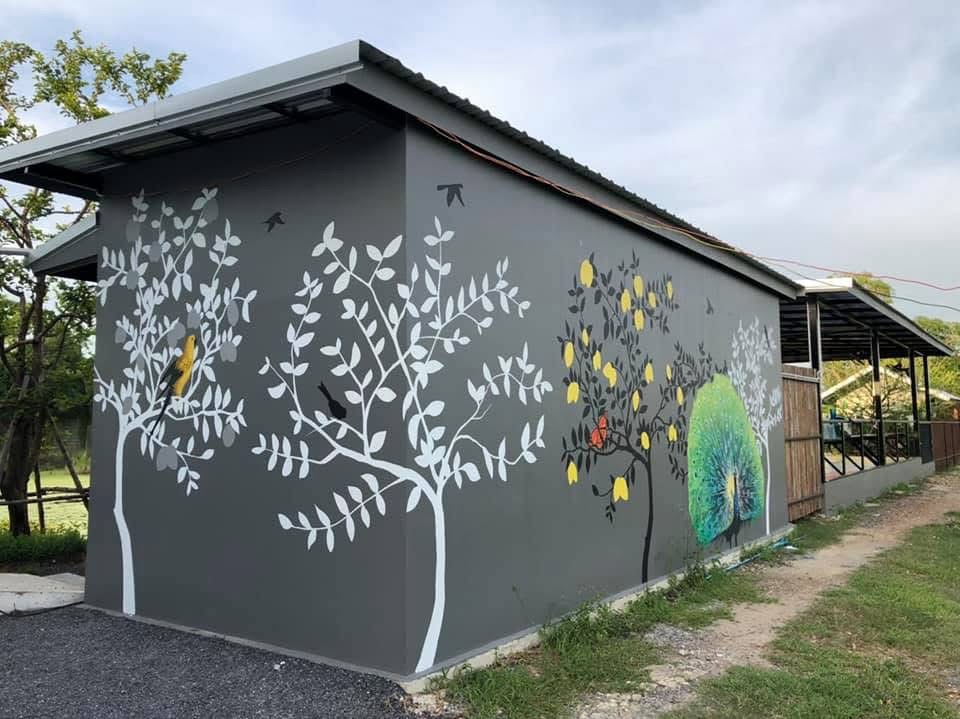 รับเพ้นท์ผนัง3มิติ ภาพต้นไม้สวยงาม ราคาถูก