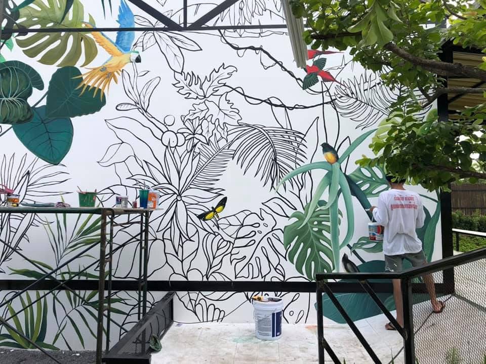 รับเพ้นท์ผนังลวดลายธรรมชาติสวยงาม ราคาถูก