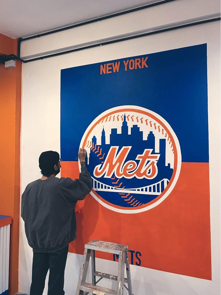 รับเพ้นท์ผนังภาพทีม Mets New York สไตล์วินเทจ