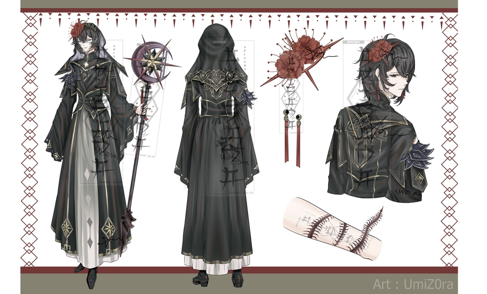 ออกแบบตัวละครสไตล์ญี่ปุ่น ชุดนักเวทย์ คาแรคเตอร์อนิเมะ วาดภาพตัวละคร